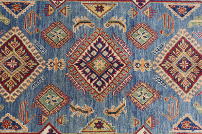 Hand-Knotted Afghani Kazak Wool Rug – 4’0″  x  6’1″