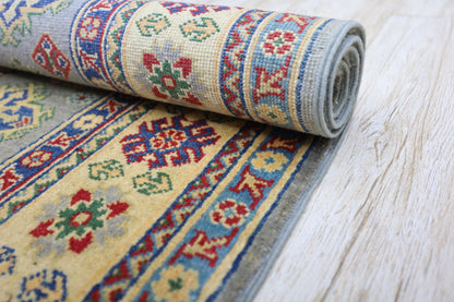 Hand-Knotted Afghani Kazak Wool Rug – 3’11″  x  5’6″