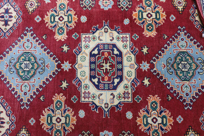 Hand-Knotted Afghani Kazak Wool Rug – 4’10″  x  6’6″