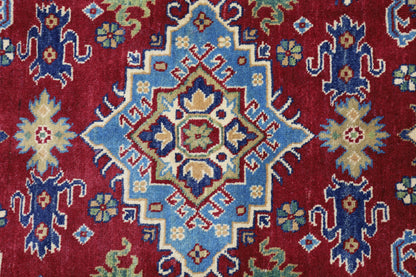 Hand-Knotted Afghani Kazak Wool Rug – 4’9″  x  6’8″
