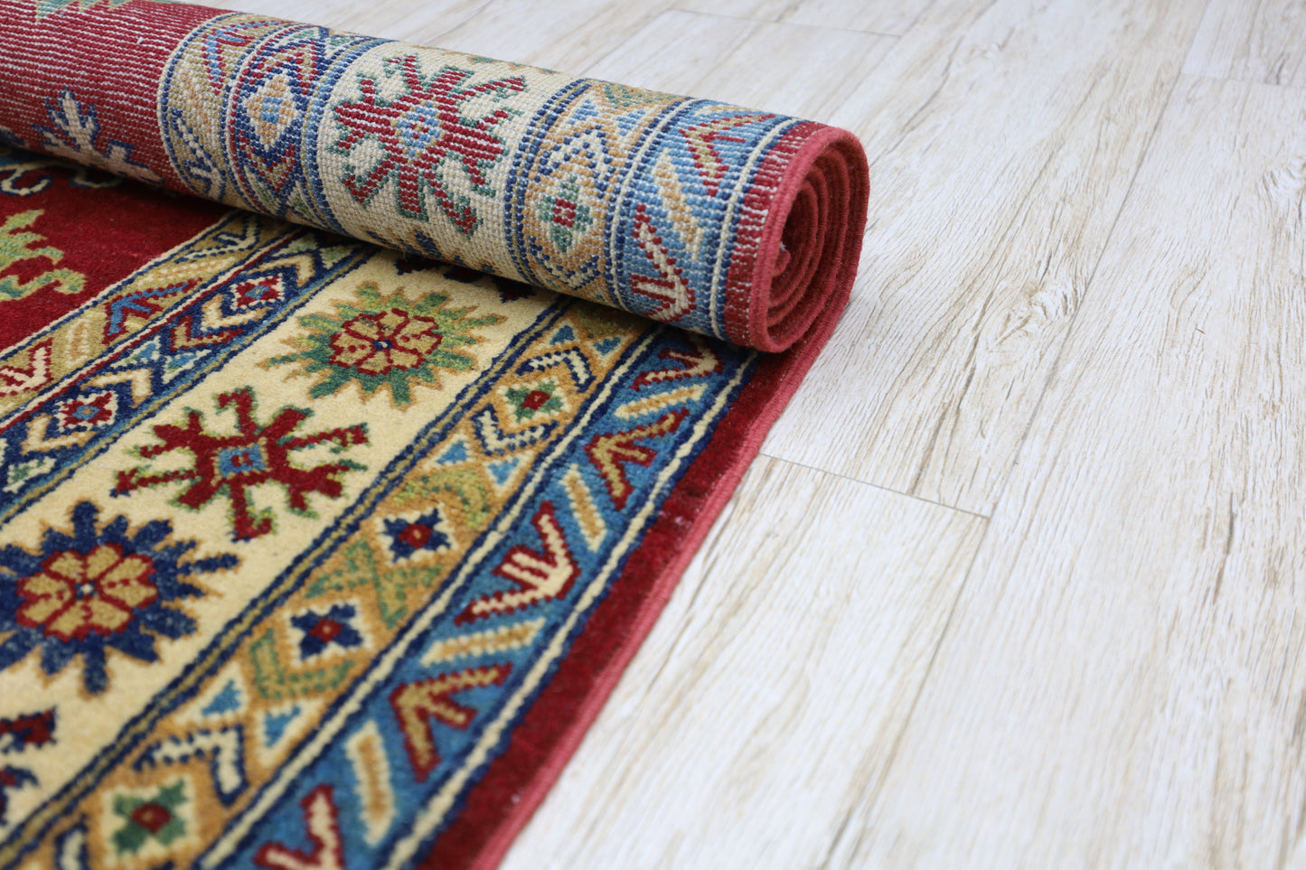 Hand-Knotted Afghani Kazak Wool Rug – 4’9″  x  6’8″