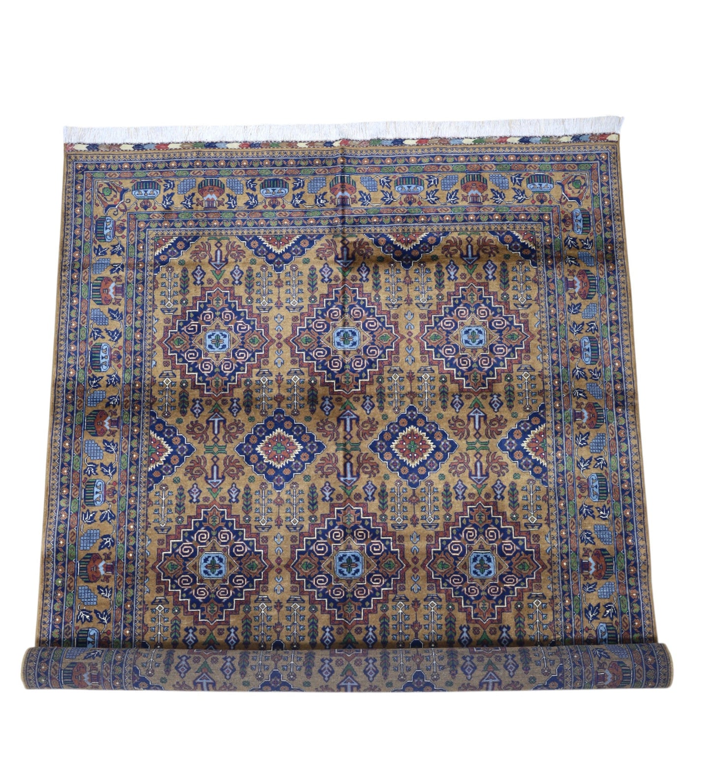 Hand-Knotted Zerkhaki Afghan Wool Area Rug – 6'7" x 9'7" | Rich Brown Tones, Durable Craftsmanship