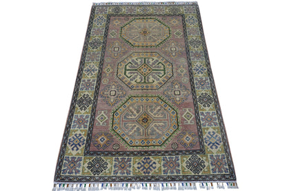 Hand-Knotted Afghani Kazak Wool Rug – 4’ x  6’