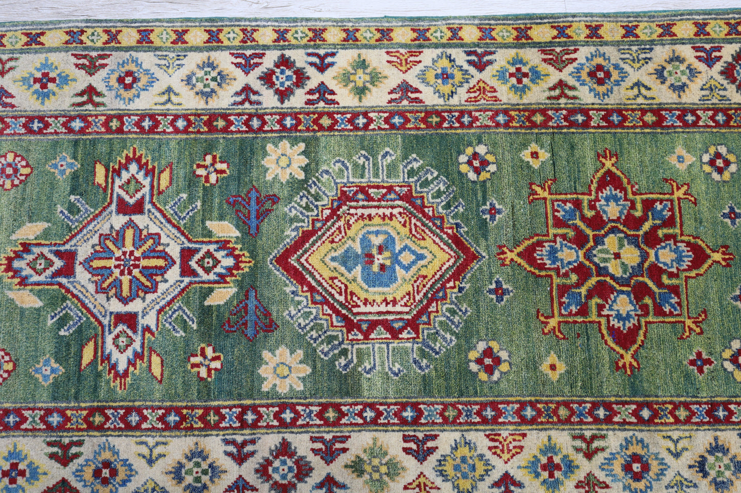 Hand-Knotted Afghani Kazak Wool Rug – 2’7″  x  9’8″