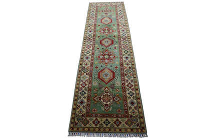Hand-Knotted Afghani Kazak Wool Rug – 2’9″  x  9’2″