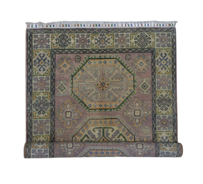 Hand-Knotted Afghani Kazak Wool Rug – 4’ x  6’