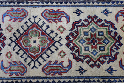 Hand-Knotted Afghani Kazak Wool Rug – 2’0″  x  6’2″