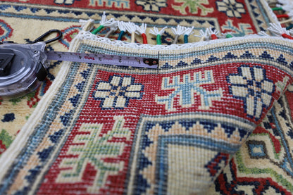 Hand-Knotted Afghani Kazak Wool Rug – 2’0″  x  6’2″