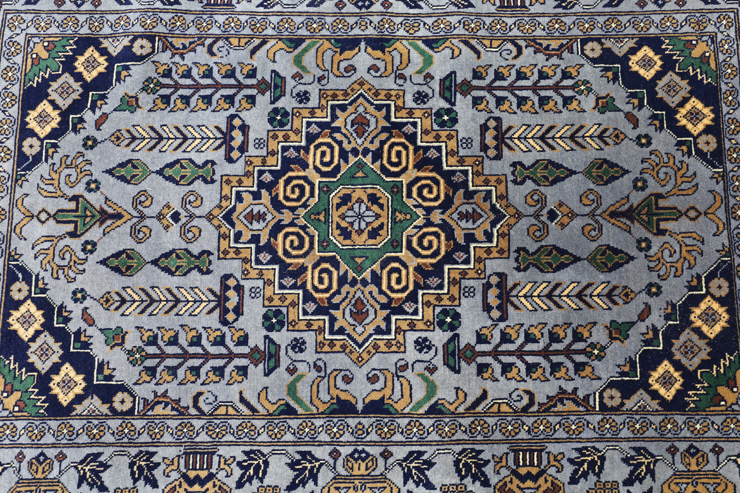 Hand-Knotted Afghani Zerkhaki Wool Rug – 3’4″  x  4’11″