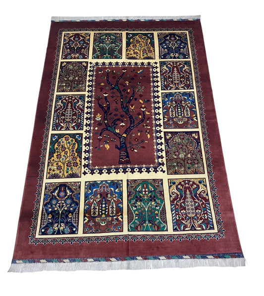 Hand-Knotted Afghani Tree of Life Wool Rug – 6’6″  x  9’6″