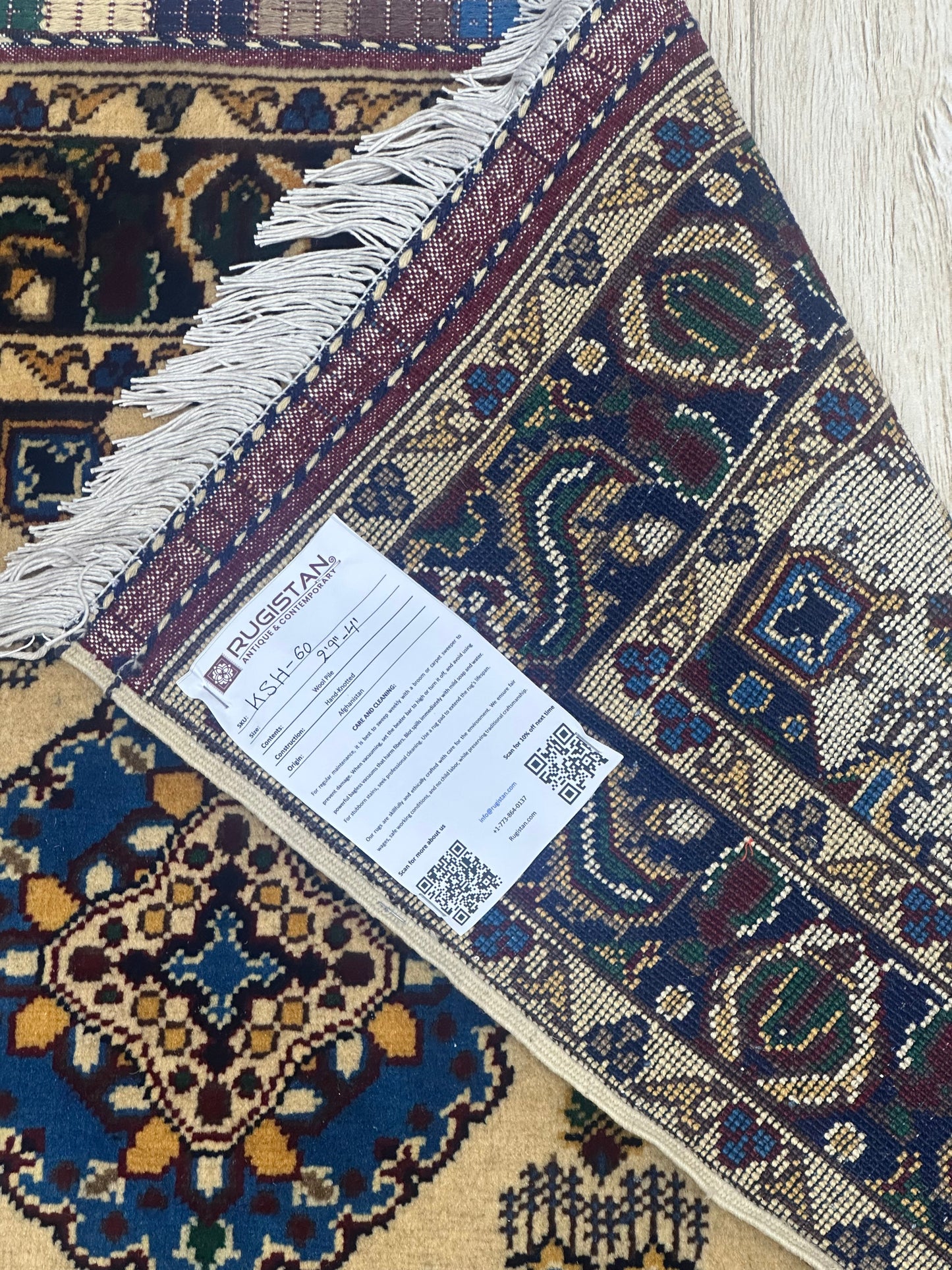 Hand-Knotted Afghani Kashi Wool Rug – 2’9″  x  4’4″