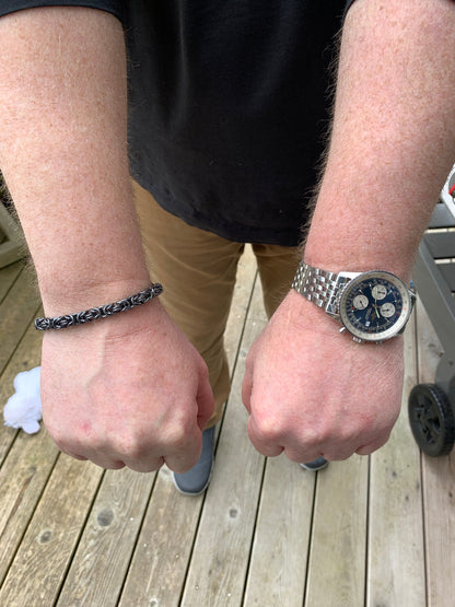 Chunky Byzantine Chainmaille Bracelet in Oxidized Sterling Silver