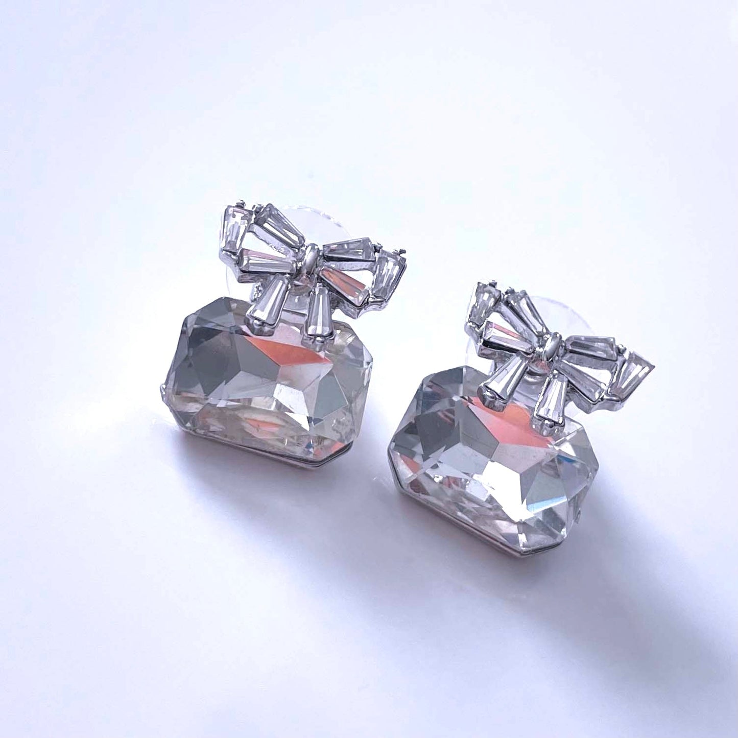 Silver Crystal Bow Studs