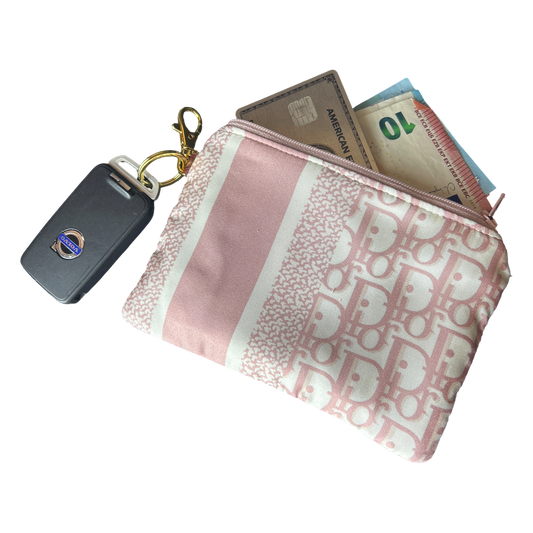 Trotter Pink Vintage Silk Scarf Coffee Run Keychain Bag
