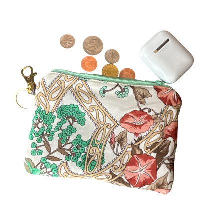 Garden Trellis Vintage Silk Scarf Coffee Run Keychain Bag