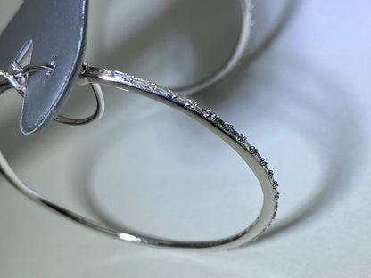 Zales 1/2 CT. T.W. Baguette and Round Diamond Alternating Hoop Earrings in 10K White Gold New
