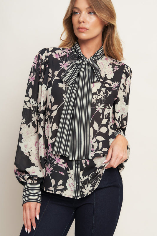 Top nero intrecciato Garden Glam