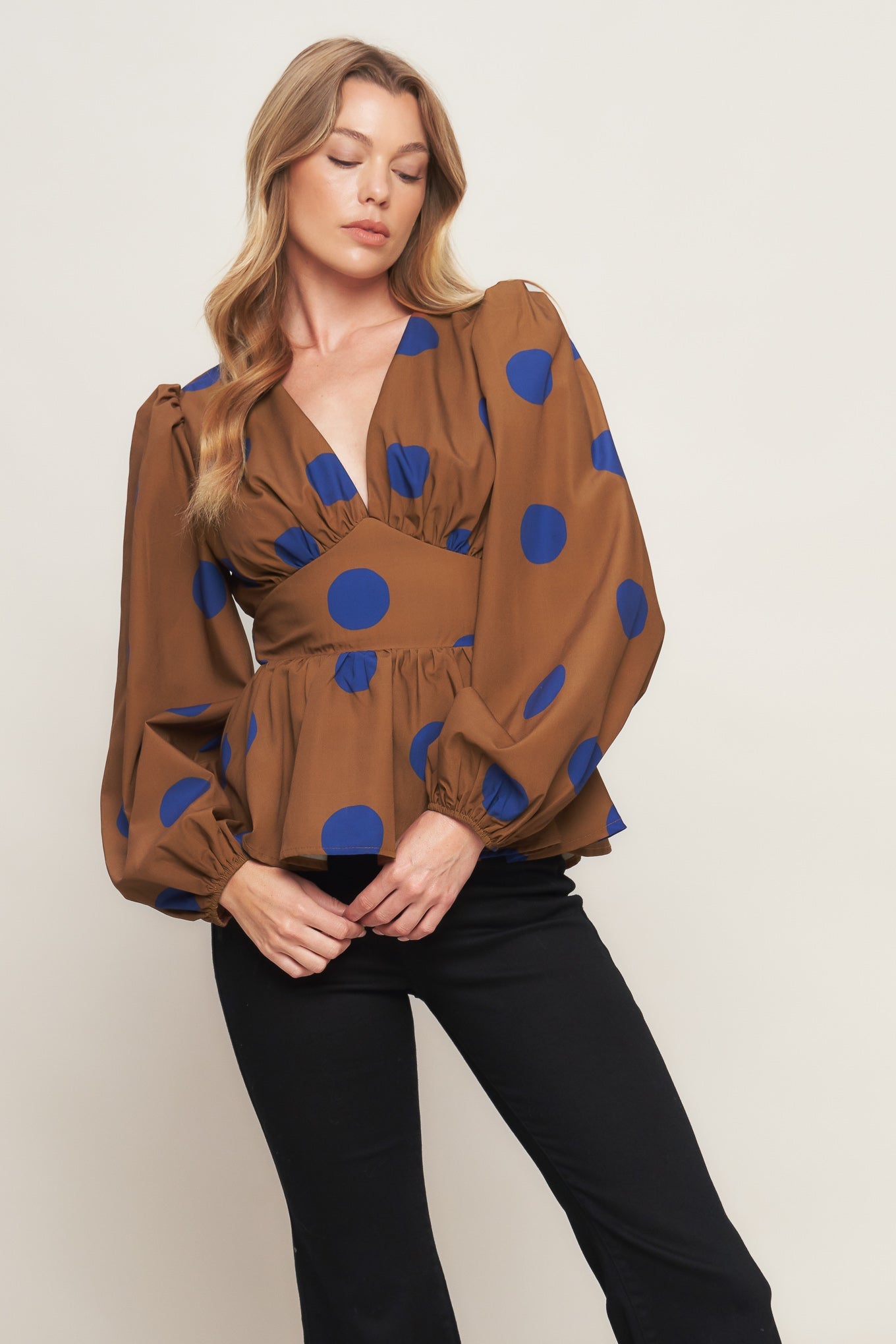 TOP INTRECCIATO BLUE MOON DOTS