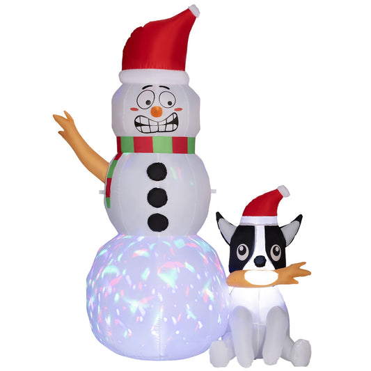 Inflatable Christmas Decoration | Snowman and Dog with LED Lights 0