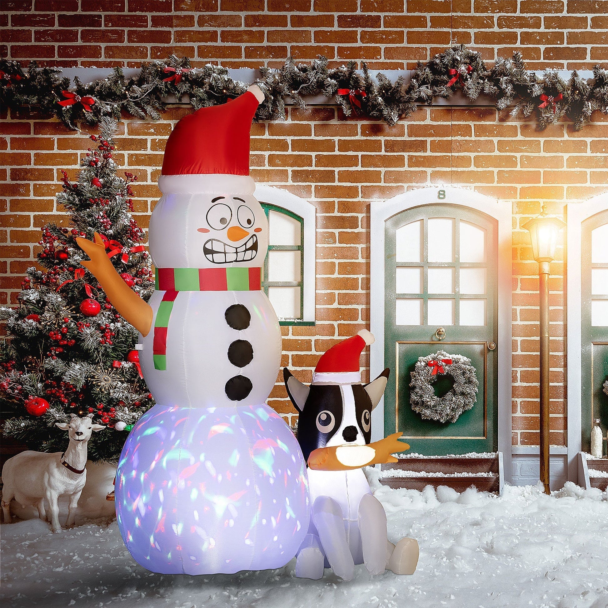 Inflatable Christmas Decoration | Snowman and Dog with LED Lights 1