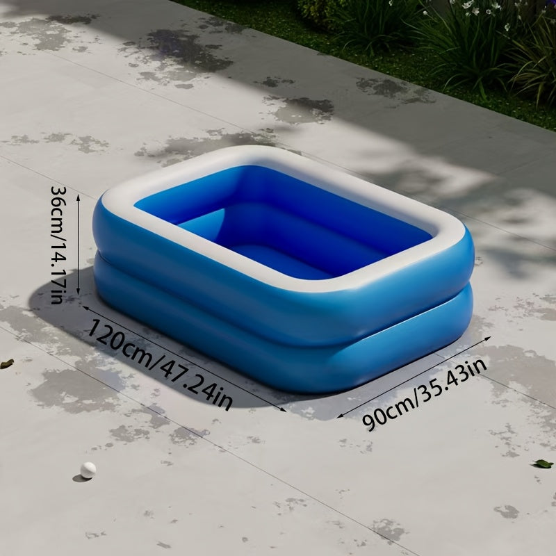 Inflatable Family Swimming Pool | Spacious Rectangular Design with Three-Ring Stability 0