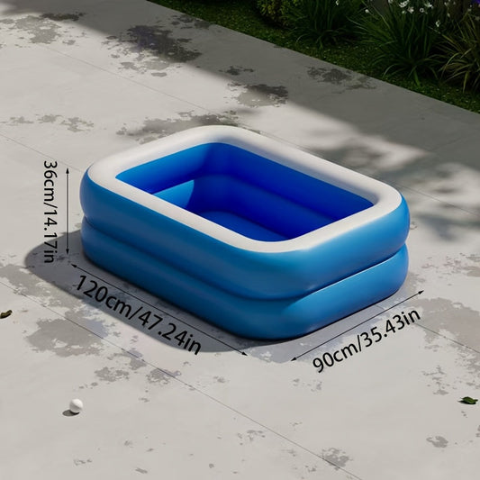 Inflatable Family Swimming Pool | Spacious Rectangular Design with Three-Ring Stability 0