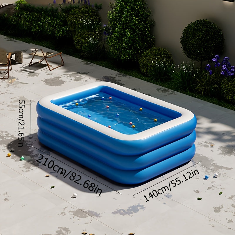 Inflatable Family Swimming Pool | Spacious Rectangular Design with Three-Ring Stability 5