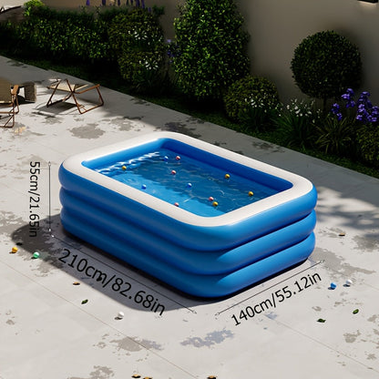 Inflatable Family Swimming Pool | Spacious Rectangular Design with Three-Ring Stability 5