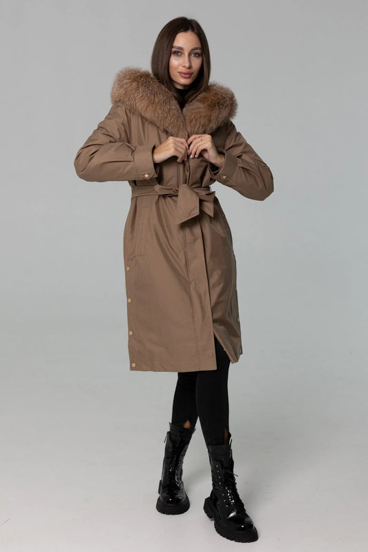 Äkta rävpälskant kaninpälspolerad parkas