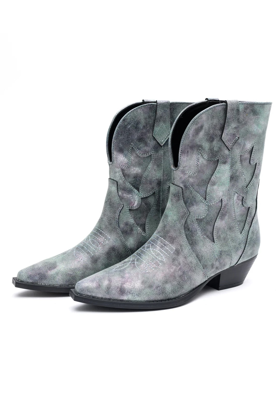 Stivale metallizzato in jersey blu
