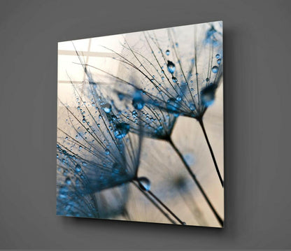 Arte de pared de vidrio Diente de león Rocío Azul