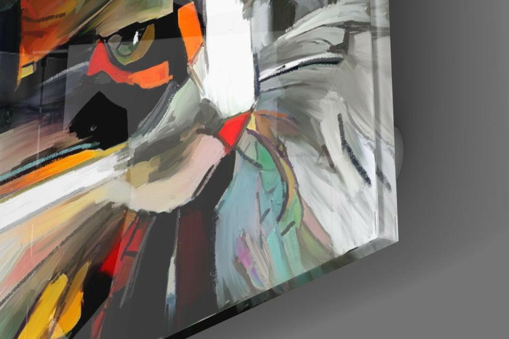 Arte de pared de vidrio con diseño abstracto de gato