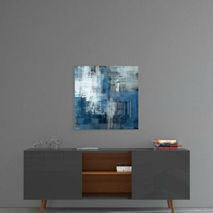 Arte de pared de vidrio táctil azul