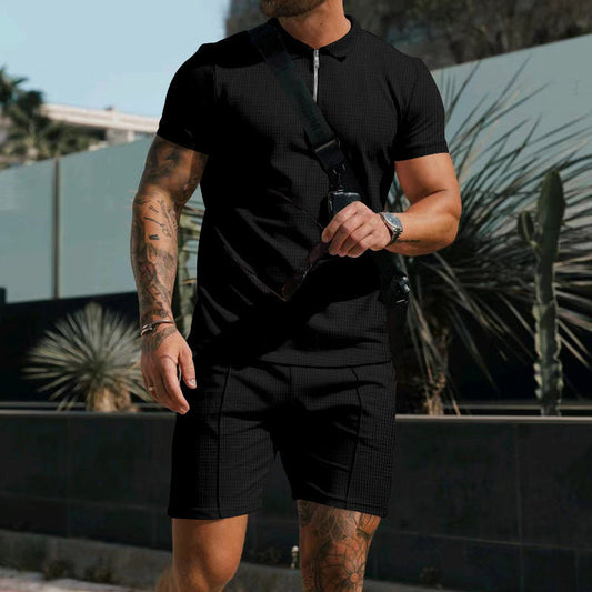 Kilian Zip Polo and Shorts Set | Lightweight Sporty Elegance with Slim Fit 0