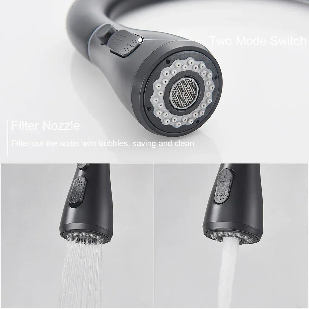 Kitchen Faucet with Sprayer | Modern Black Pull-Down Design 3