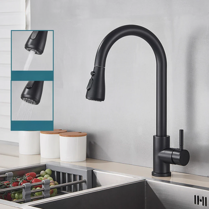 Kitchen Faucet with Sprayer | Modern Black Pull-Down Design 4