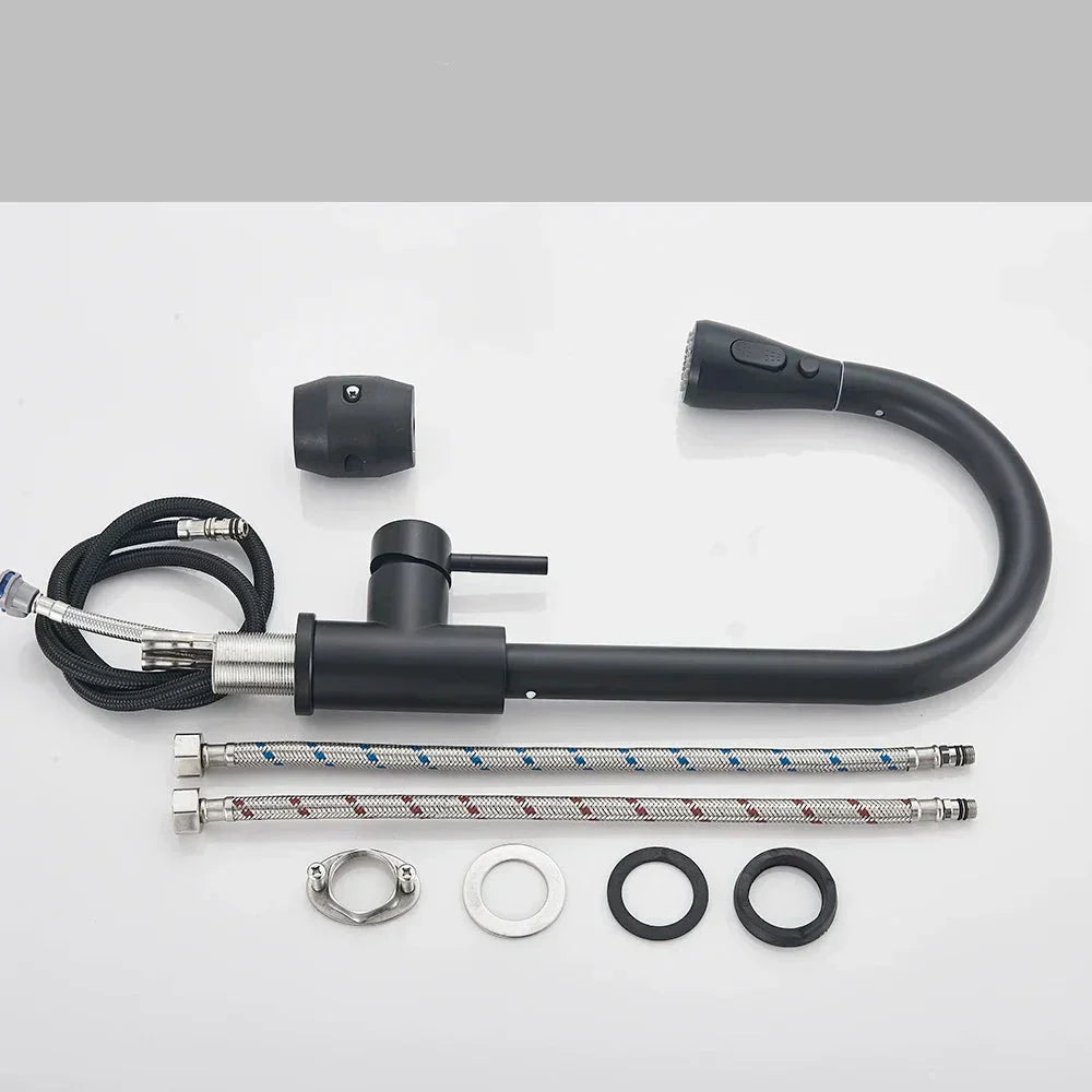 Kitchen Faucet with Sprayer | Pull-Down Spout in Black Stainless Steel 5