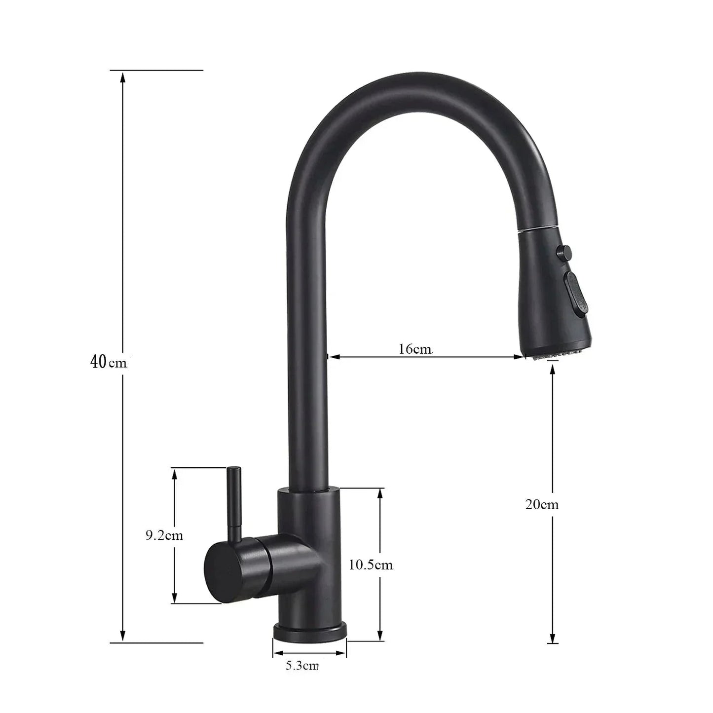 Kitchen Faucet with Sprayer | Pull-Down Spout in Black Stainless Steel 6