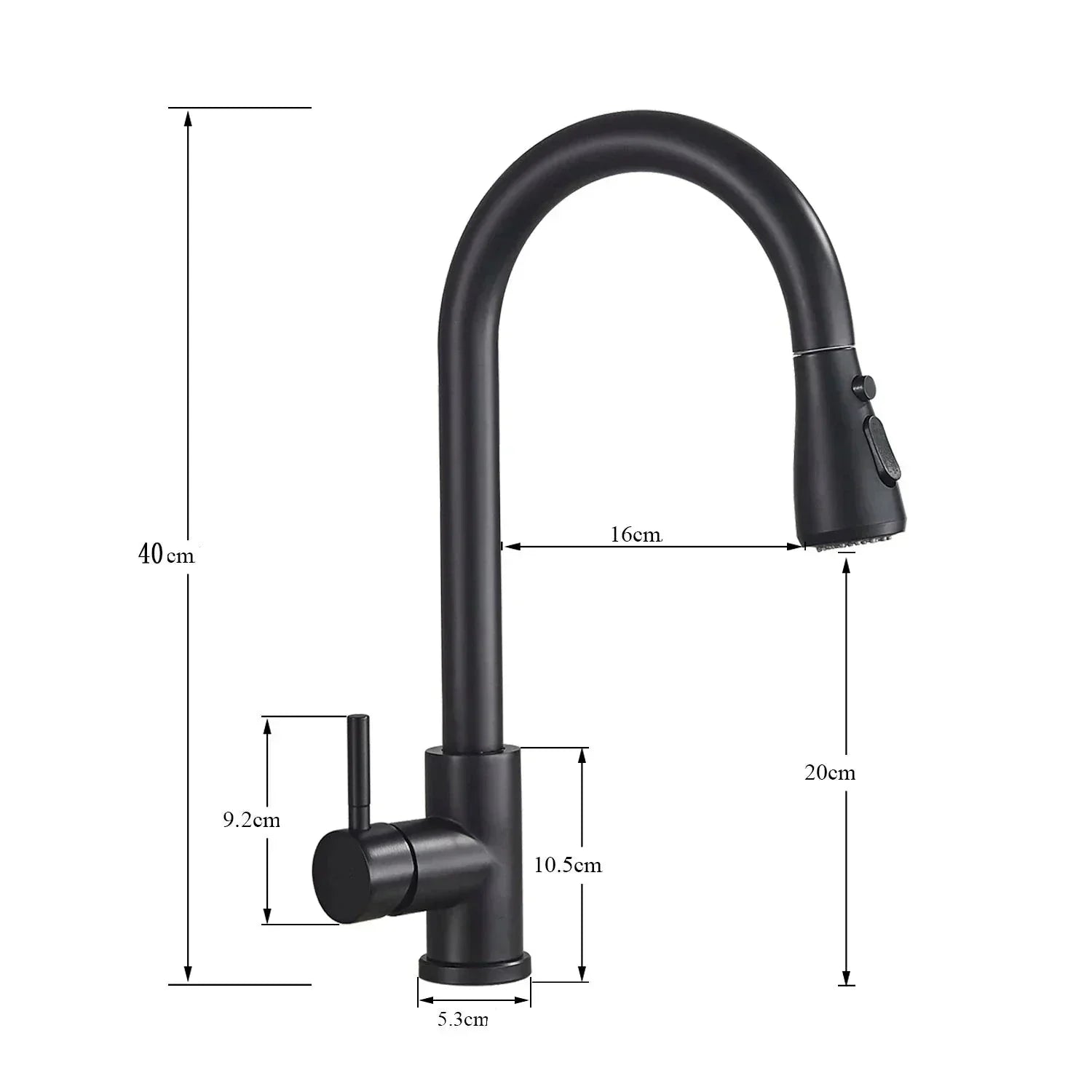 Kitchen Faucet with Sprayer | Pull-Down Spout in Black Stainless Steel 6