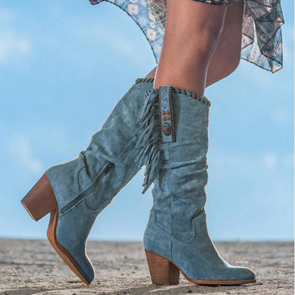 Knee High Faux Suede Boots | Trendy Fringe Design for Versatile Styling 2
