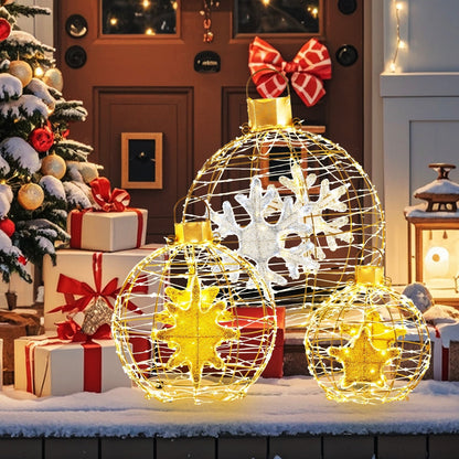 LED Christmas Bauble Set | 3 Illuminated Ornaments for Indoor and Outdoor Use 1