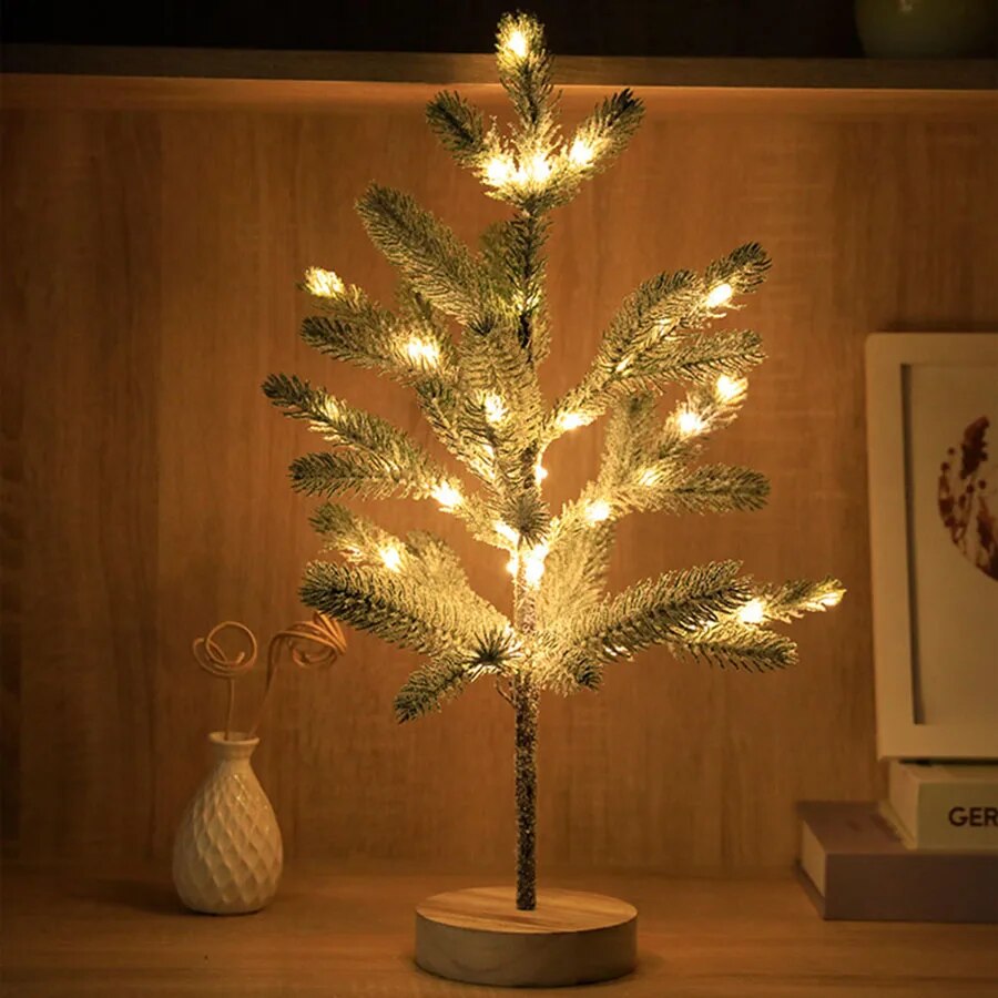 LED Christmas Tree Table Lamp | 50 Warm White LEDs with Realistic Pine Design 0