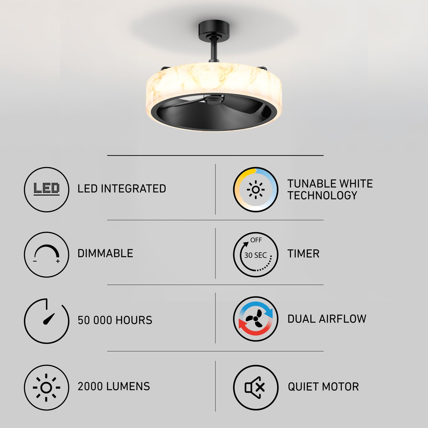 LED Modern Ceiling Fan | 23 in. with Remote Control & Dimmable Light 8