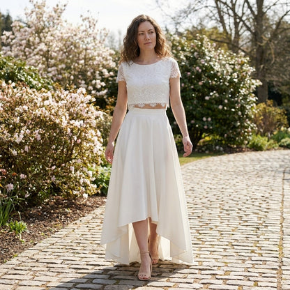 Lace Two-Piece Bridal Gown | Flowing Maxi Skirt for Elegant Weddings 1