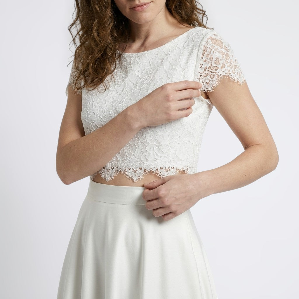 Lace Two-Piece Bridal Gown | Flowing Maxi Skirt for Elegant Weddings 2