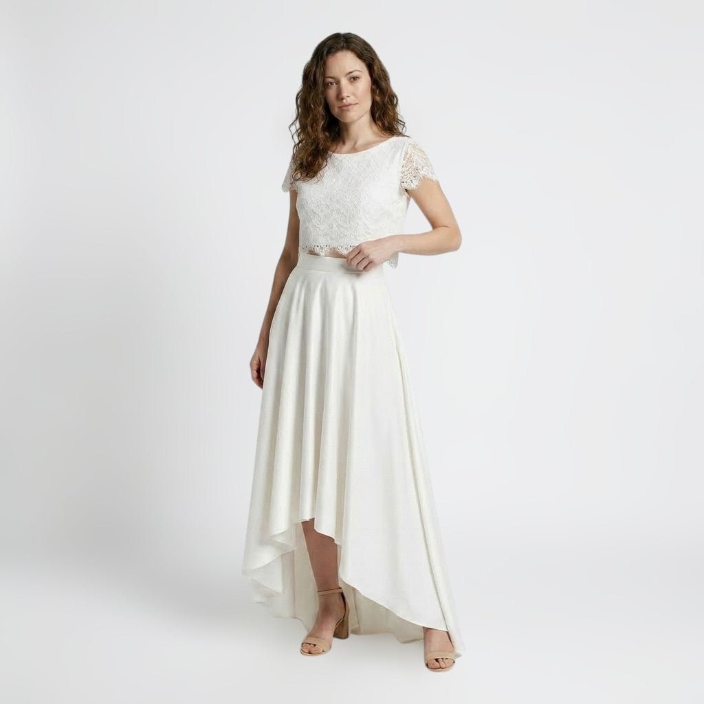 Lace Two-Piece Bridal Gown | Flowing Maxi Skirt for Elegant Weddings 3
