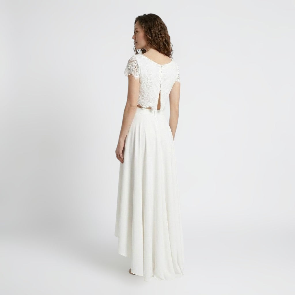 Lace Two-Piece Bridal Gown | Flowing Maxi Skirt for Elegant Weddings 4