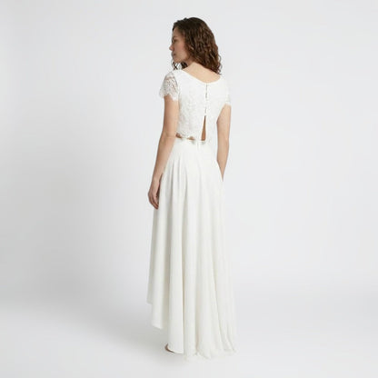 Lace Two-Piece Bridal Gown | Flowing Maxi Skirt for Elegant Weddings 4