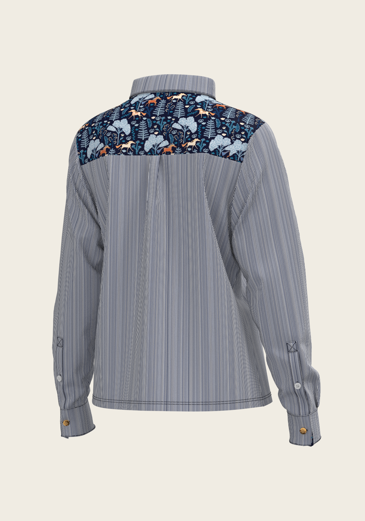  Stripes on Navy Loose Fitting Button Shirt