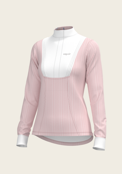 Stripes in Rose Short Pleated Long Sleeve Show Shirt